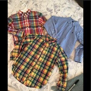 Ralph Lauren/Crew Cuts 3 Boys Plaid Shirts. 4/5